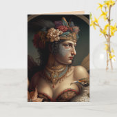 女性ヴィンテージかわいらし部族間誕生日グリーティングカード カード (黄色い花)