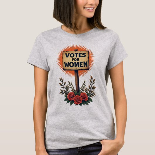 女性ヴィンテージの投票抗議サイン Tシャツ (正面)