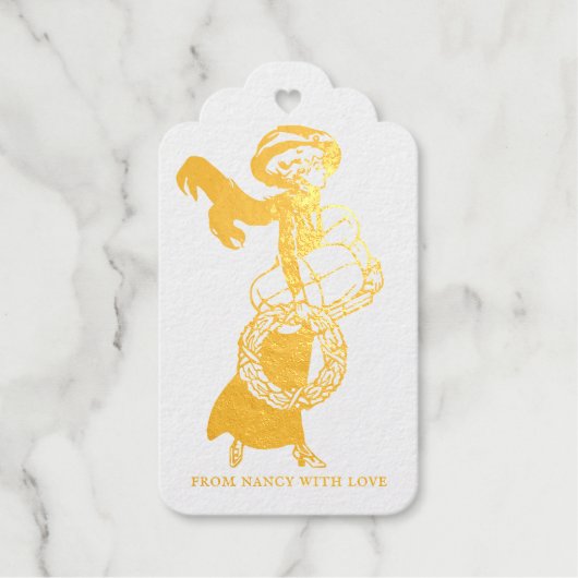 女性ヴィンテージエレガントクリスマスギフトラベル ギフトタグ (正面)