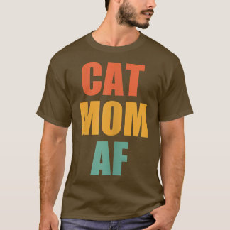 女性ヴィンテージキャットママAFおもしろいキャット熱狂するレディ Tシャツ
