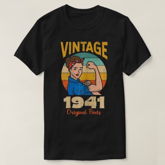 女性ヴィンテージ強い女性1941 80歳80歳 Tシャツ (デザイン正面)