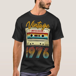 女性ヴィンテージ1976 46th誕生日カセットテープ tシャツ