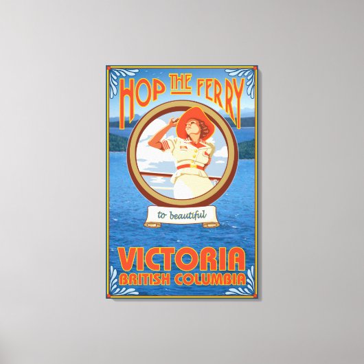 女性乗馬フェリー – ビクトリア，カナダ キャンバスプリント (正面)