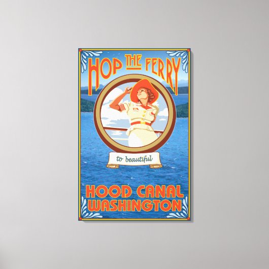 女性乗馬フェリー – フードカナル,ワシントン キャンバスプリント (正面)