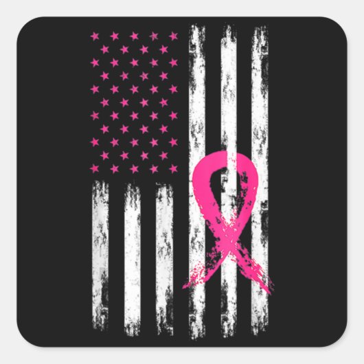 女性乳がん認識度ヴィンテージアメリカンFla スクエアシール (正面)