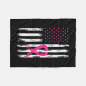 女性乳がん認識度ヴィンテージアメリカンFla フリースブランケット (正面(横))