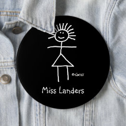 女性代替先生名タグおもしろいかわいい6-in 缶バッジ