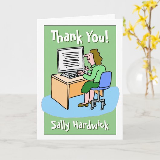 女性会社員に感謝 カード (黄色い花)