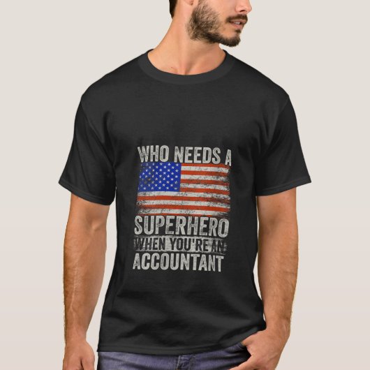 女性会計士おもしろいスーパーヒーローヴィンテージティー Tシャツ (正面)