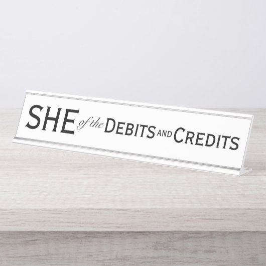女性会計士の簿記係の貸方の彼女 デスクネームプレート (正面)