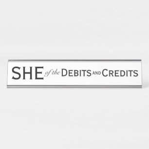 女性会計士の簿記係の貸方の彼女 デスクネームプレート