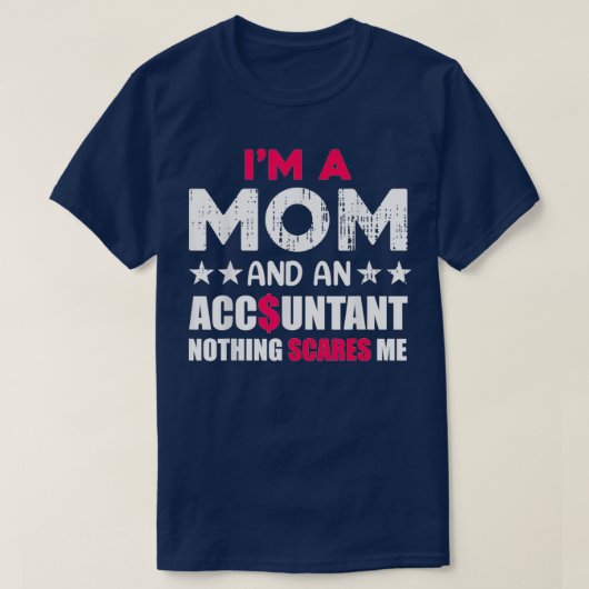 女性会計士ママおもしろい会計マザークート Tシャツ (デザイン正面)
