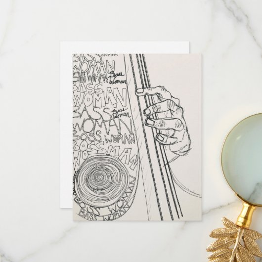 女性低音プレイヤーカード サンキューカード (正面/裏面インサイチュ)