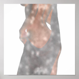 女性体勉強ピンクローズグレーデリケートグラデーション ポスター