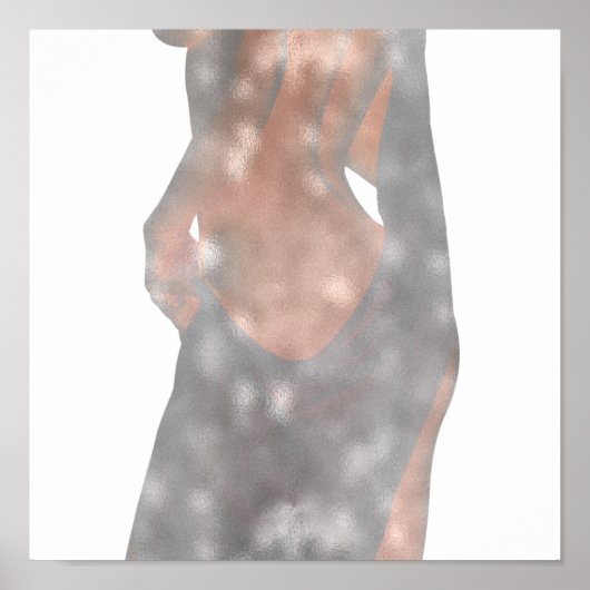 女性体勉強ピンクローズグレーデリケートグラデーション ポスター (正面)