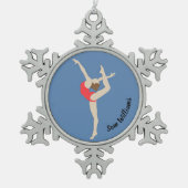 女性体操選手 スノーフレークピューターオーナメント (正面)