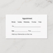 女性保健医師アポイントメントカード 予約カード (裏面)