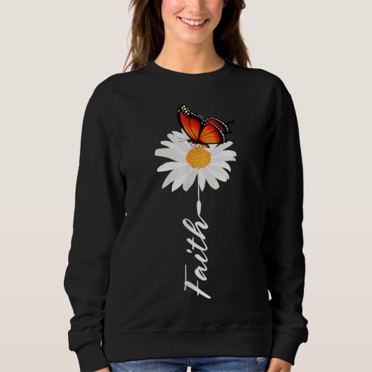 女性信仰バタフライガーデンデイジー スウェットシャツ (正面)