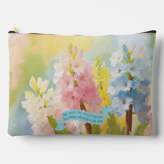 女性信仰聖書、ヒヤシンスの花、母の日 アクセサリーポーチ (正面)