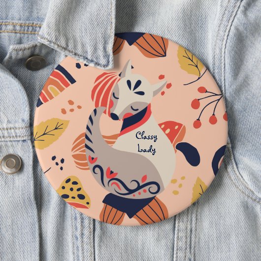 女性先生ギフトクラッシーレディーハイゲキツネ 缶バッジ (インサイチュ)