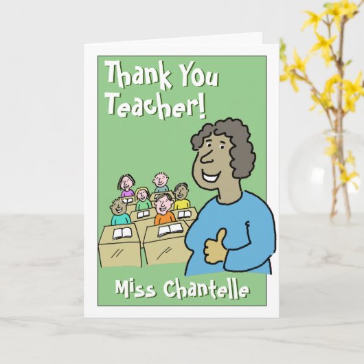 女性先生 カード (黄色い花)