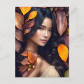 女性入り紅葉ポストクロッシングポストカード ポストカード (正面)