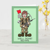 女性兵士カードへの参加おめでとう カード (黄色い花)