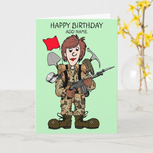 女性兵士 カード (黄色い花)