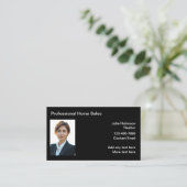 女性写真不動産仲介業者名刺テンプレート 名刺 (スタンド正面)