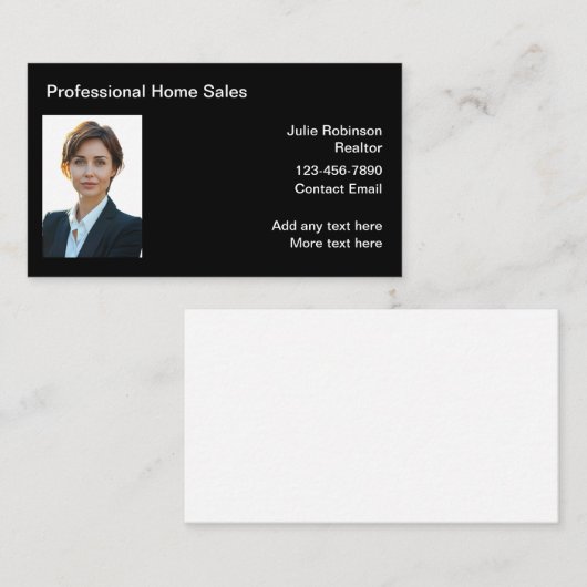 女性写真不動産仲介業者名刺テンプレート 名刺 (正面/裏面)