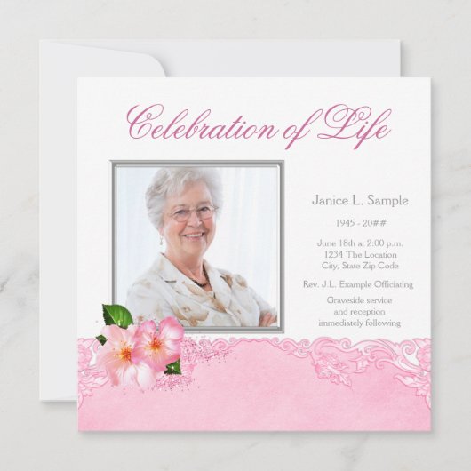 女性写真追悼式のお知らせ 招待状 (正面)