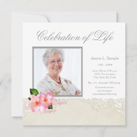 女性写真追悼式のお知らせ 招待状 (正面)