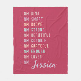女性前向きピンクのパーソナライズされた肯定 フリースブランケット