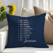 女性前向きブルーのパーソナライズされた肯定 クッション