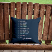 女性前向きブルーのパーソナライズされた肯定 クッション