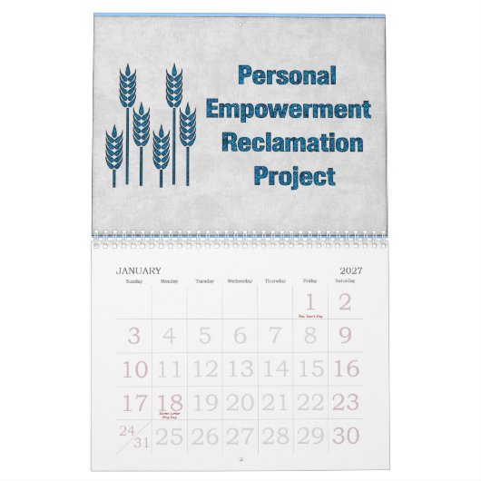 女性力の12か月 カレンダー (1月 2027)