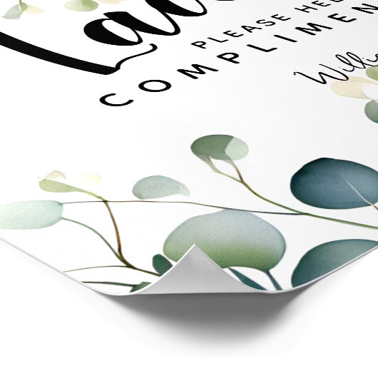 女性化粧室の看板トイレタリー籠ユーカリ ポスター (角)