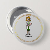 女性医師がベビー名ボタン 缶バッジ (正面&裏面)