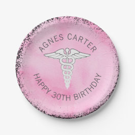 女性医療プロフェッショナルパーソナライズされたパーティー ペーパープレート