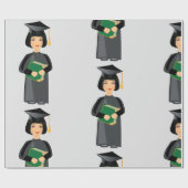 女性卒業生 ラッピングペーパー (フラット)