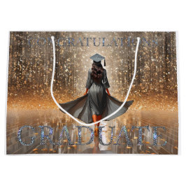 女性卒業者おめでとう ラージペーパーバッグ