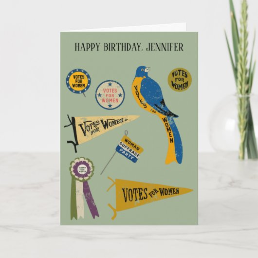 女性参政権運動メモリビリアコラージュプリント カード (正面)