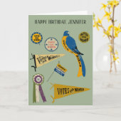 女性参政権運動メモリビリアコラージュプリント カード (黄色い花)