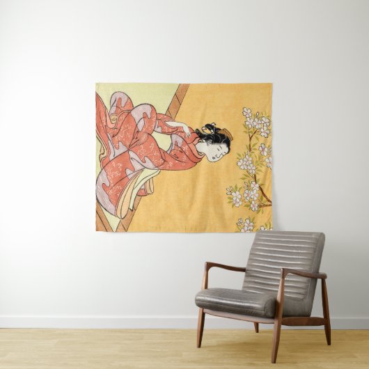 女性及び桜#2 タペストリー (インサイチュ(横))