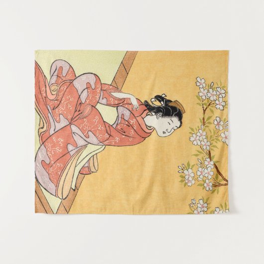 女性及び桜#2 タペストリー (正面(横))