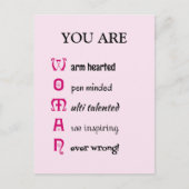 女性名前をカスタムする自尊心感動的 ポストカード (正面)