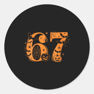 女性向けおもしろ6 7 メメーデザイン カップルハロウィン ラウンドシール