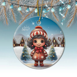 女性向けのキュートなキャラクターストッキングスタッファー 🎄 セラミックオーナメント