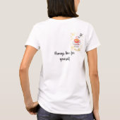 女性向けのトレンディな白いTシャツ Tシャツ (裏面)