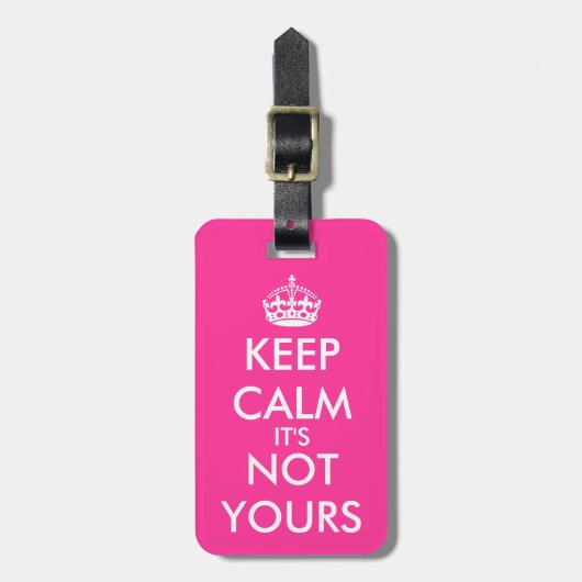 女性向けの面白いピンクのKeep Calmトラベルラグタグ ラゲッジタグ (正面縦)